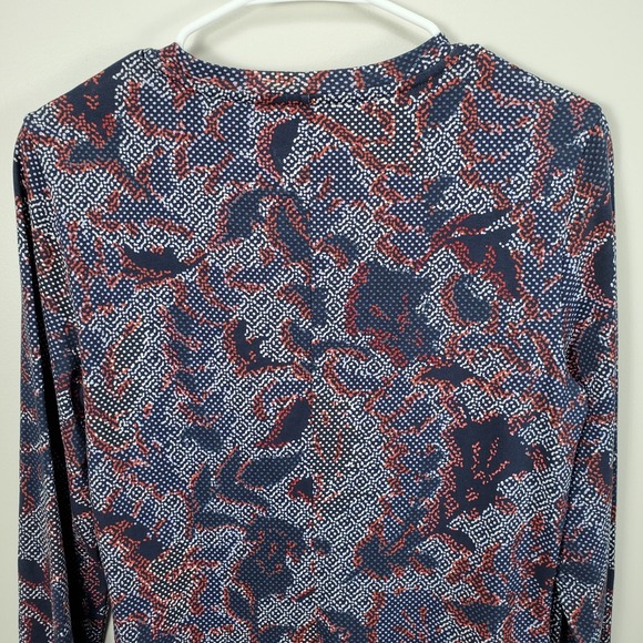 Tory Burch Dahlia Dress Size M Long Sleeve Navy Floral Drop Waist Pima Cotton - Picture 6 of 11